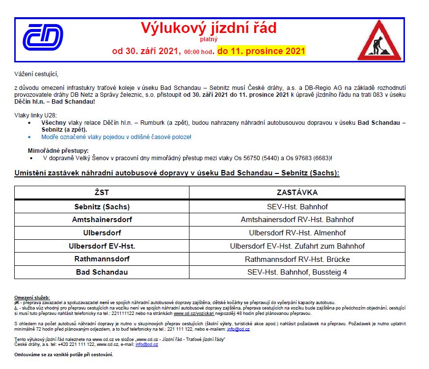 v3 <h2>Dočasný výlukový jízdní řád platí od 30. 9. 2021 do 11. 12. 2021</h2>