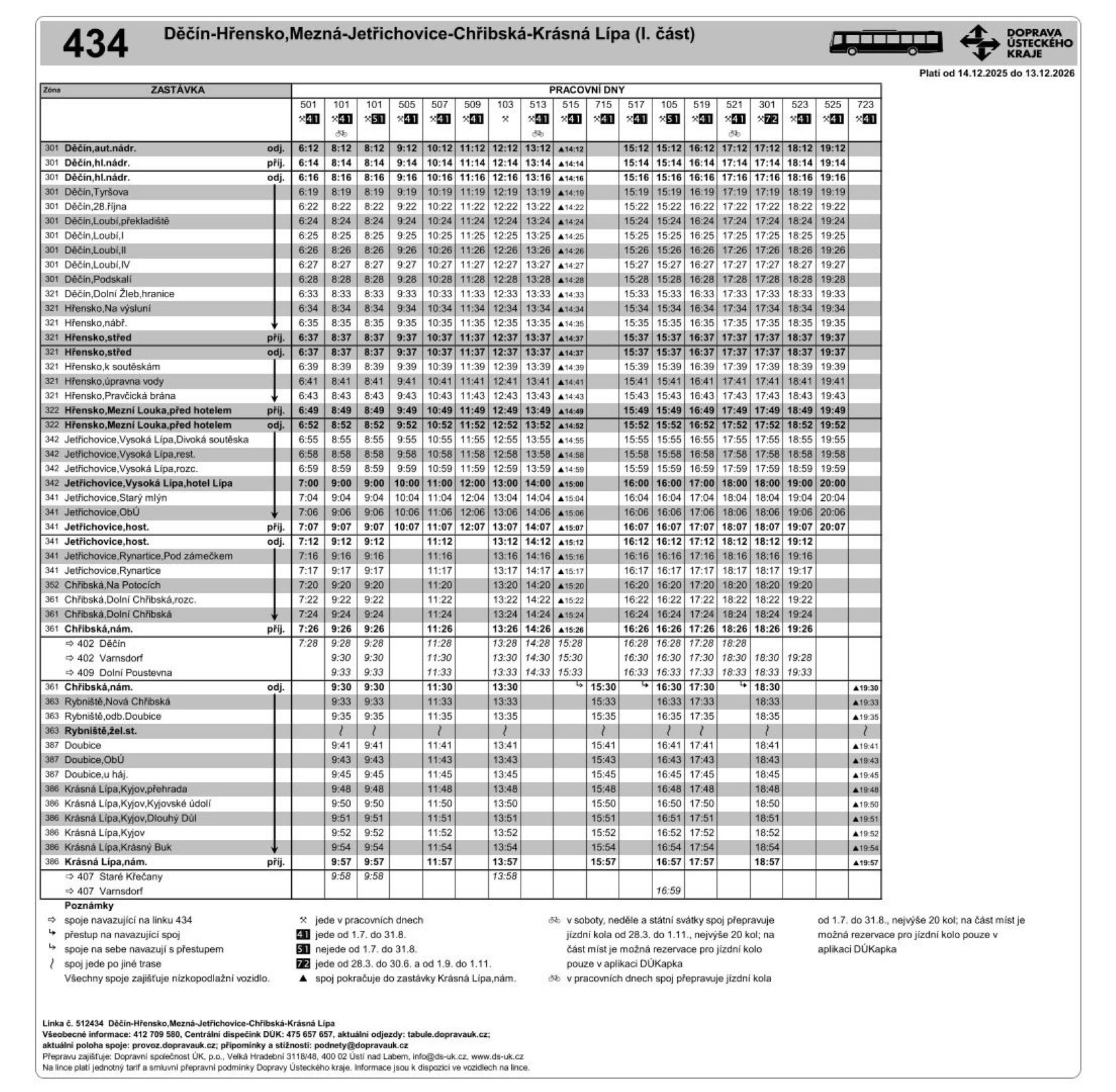 PNG: Jízdní řád linky 434 Děčín-Hřensko,Mezná-Jetřichovice-Chřibská-Krásná Lípa